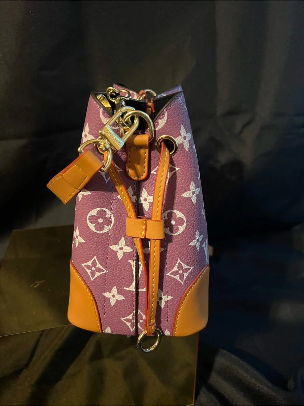 Louis Vuitton “Fashion” Purple Monogram Bucket Bag with Tan Leather - Picture 7 of 13